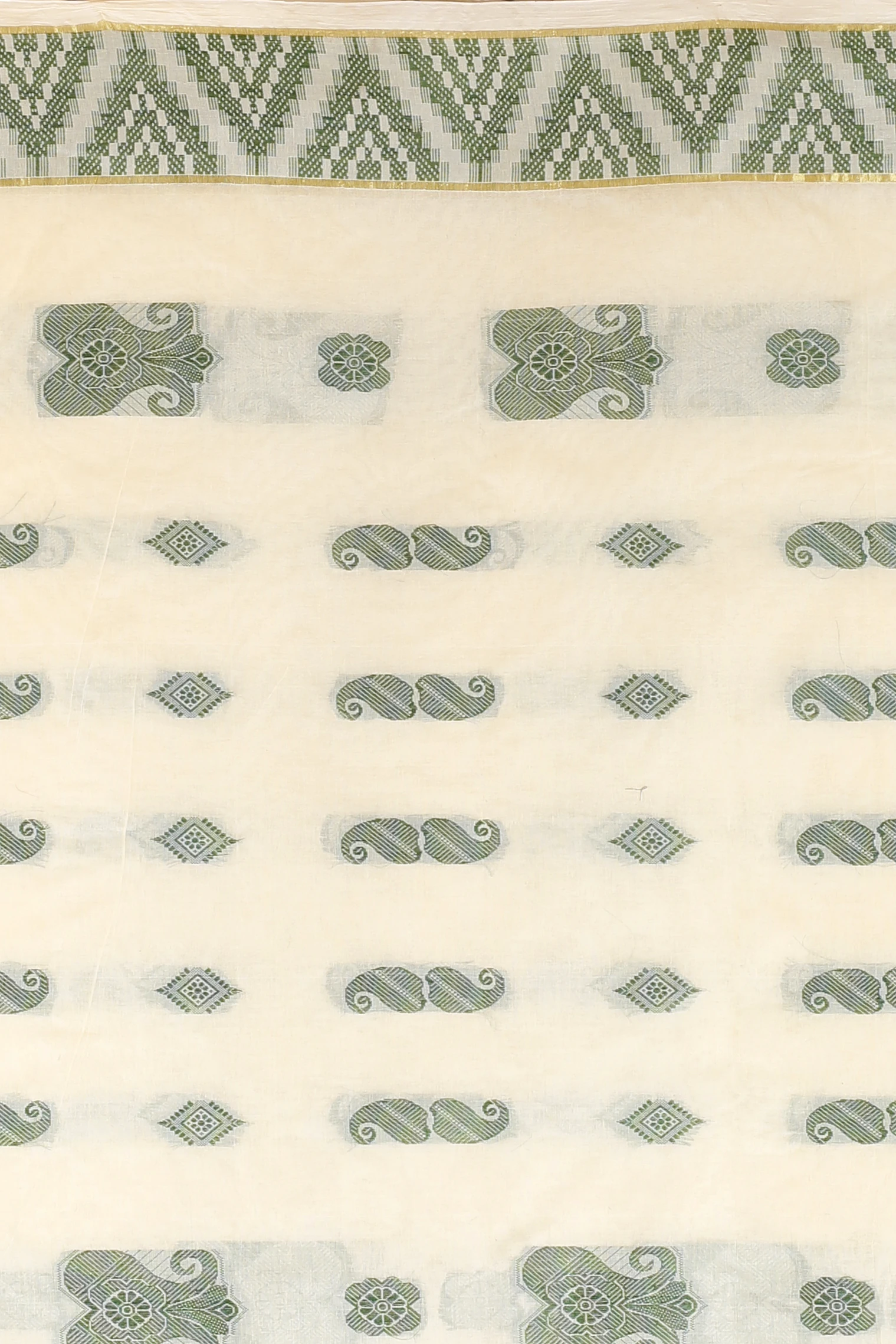 White Green Pure Cotton Gargi Tant Saree (911)