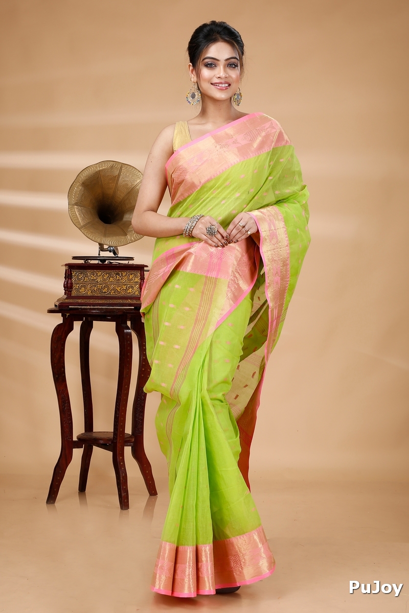 Olive Green Pure Cotton Griva Tant Saree (915)