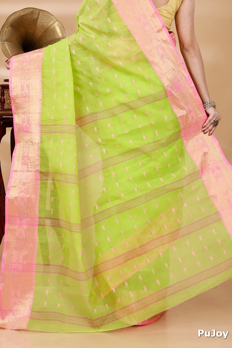 Olive Green Pure Cotton Griva Tant Saree (915)