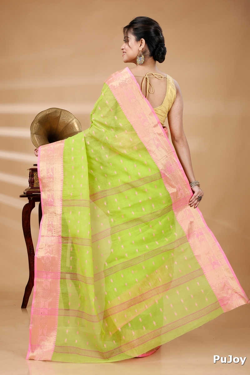 Olive Green Pure Cotton Griva Tant Saree (915)