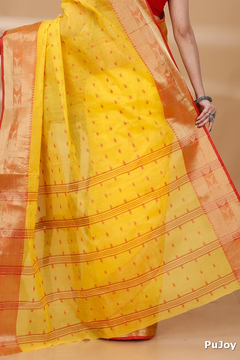 Yellow Pure Cotton Griva Tant Saree (916)