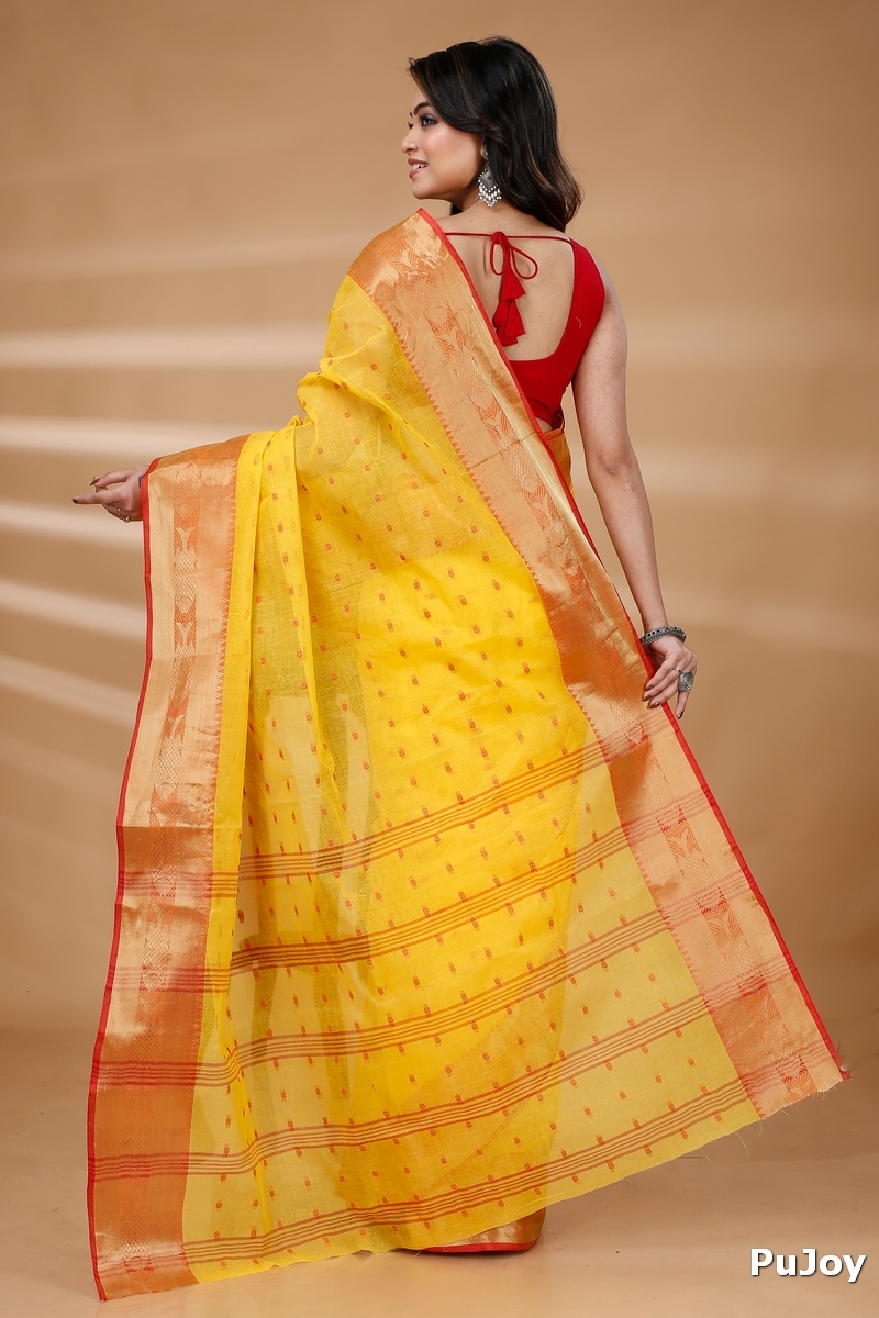 Yellow Pure Cotton Griva Tant Saree (916)