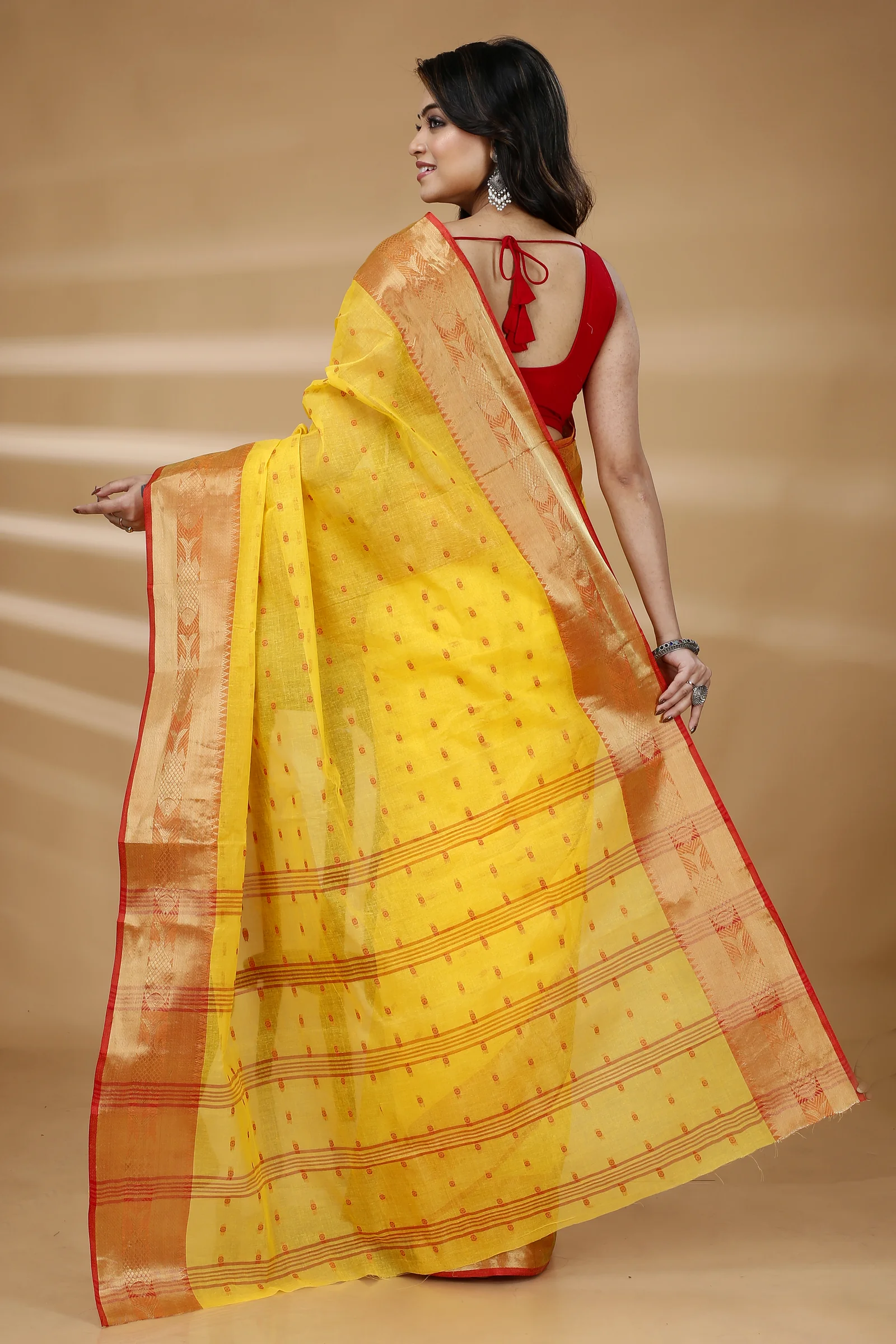 Yellow Pure Cotton Griva Tant Saree (916)
