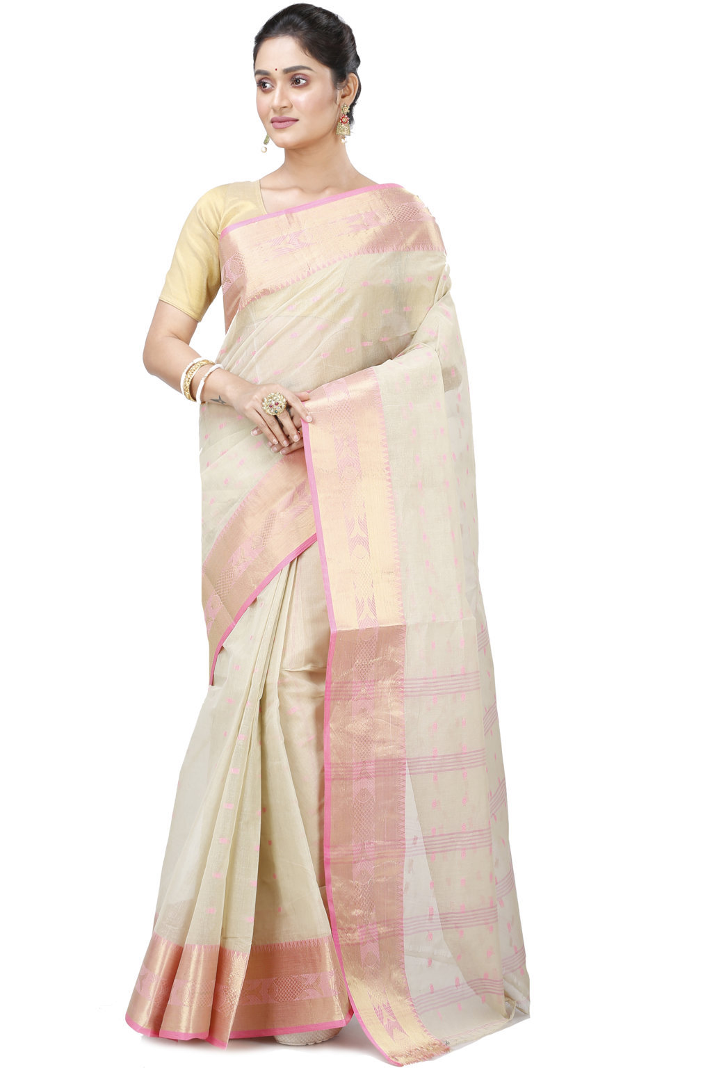 Cream Pure Cotton Griva Tant Saree (917)