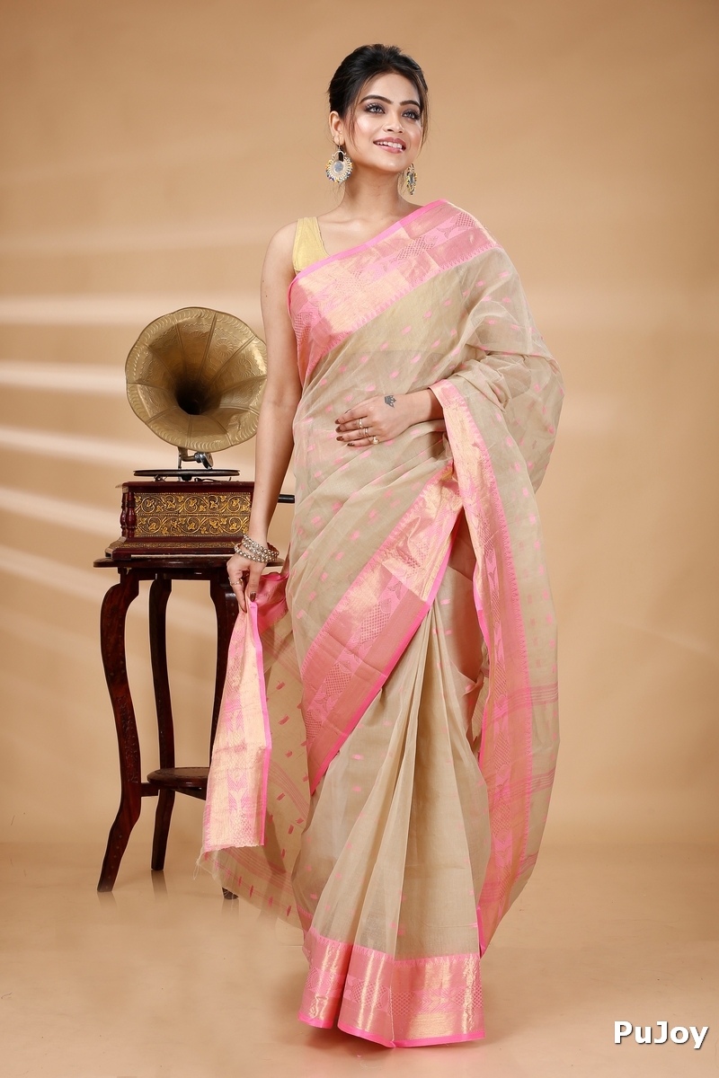 Cream Pure Cotton Griva Tant Saree (917)