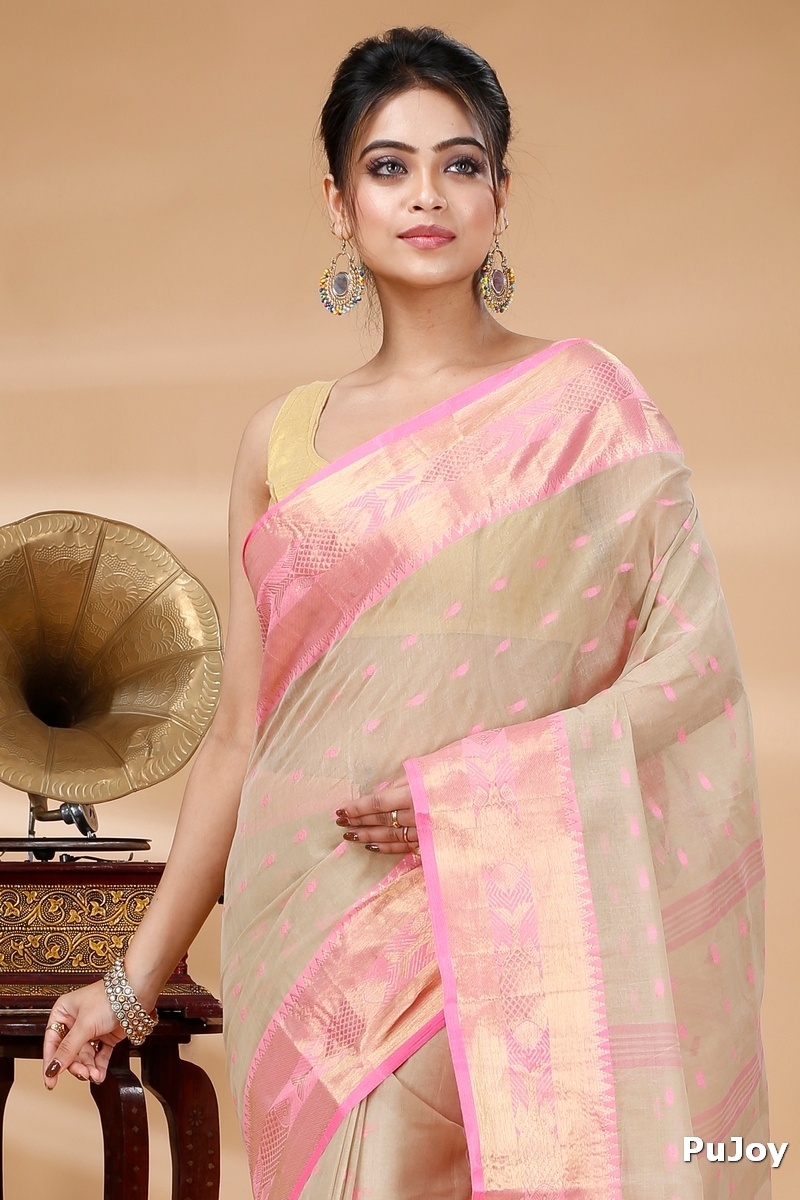 Cream Pure Cotton Griva Tant Saree (917)