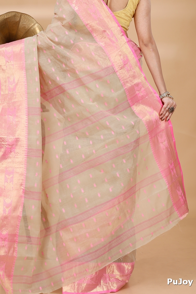 Cream Pure Cotton Griva Tant Saree (917)