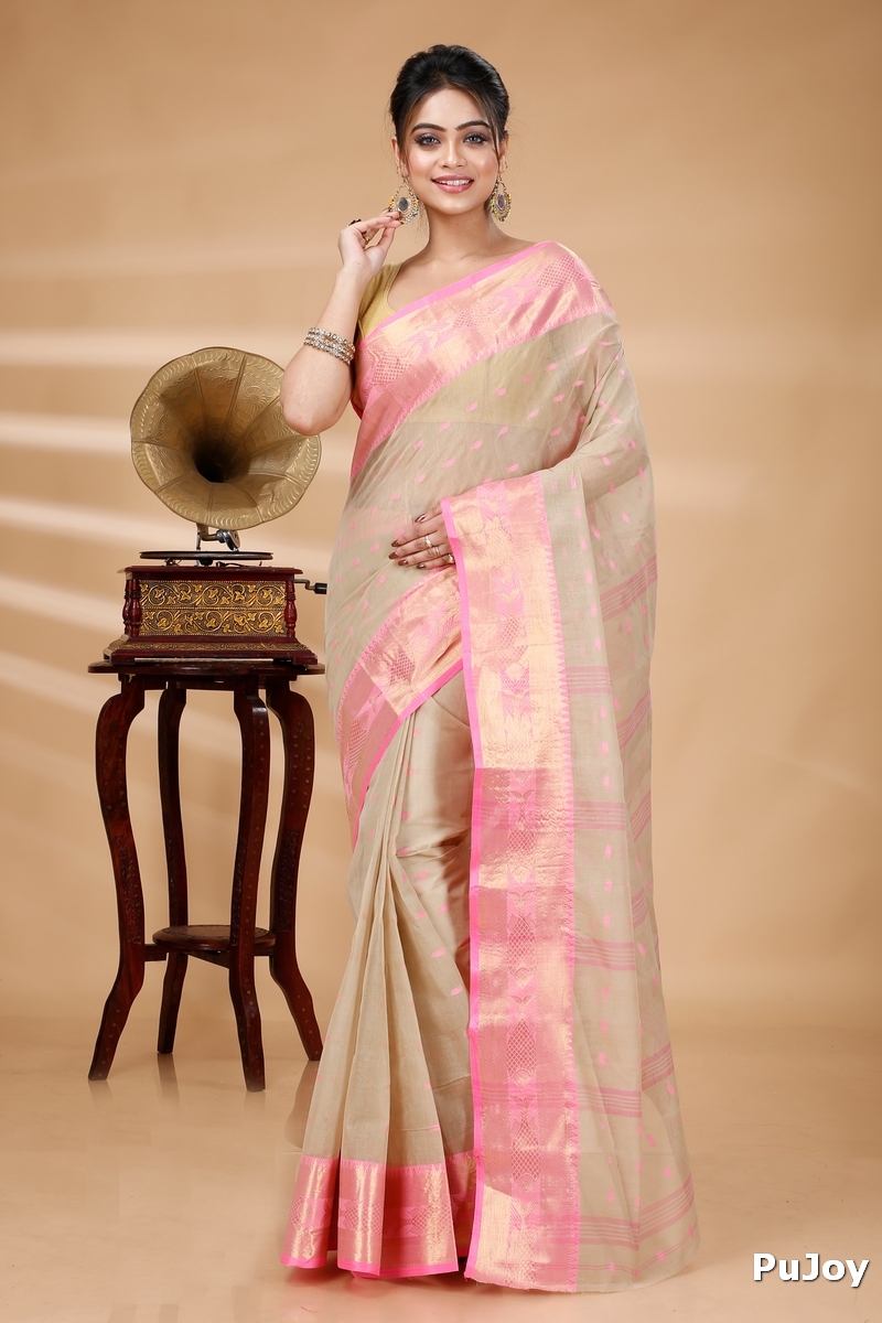 Cream Pure Cotton Griva Tant Saree (917)