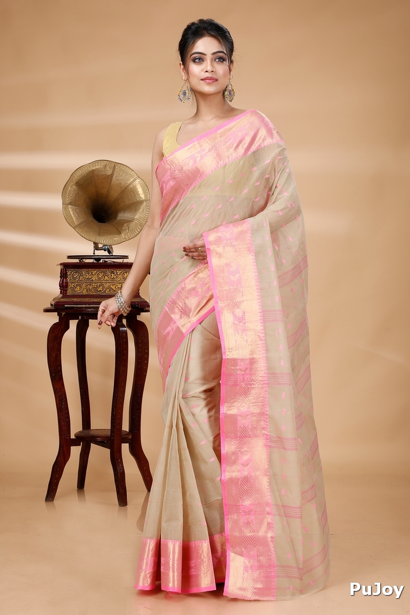 Cream Pure Cotton Griva Tant Saree (917)