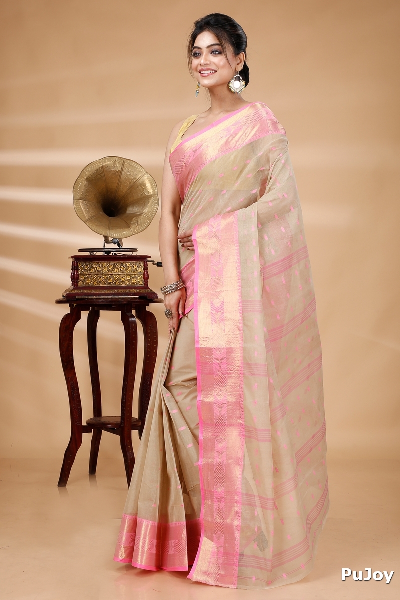 Cream Pure Cotton Griva Tant Saree (917)