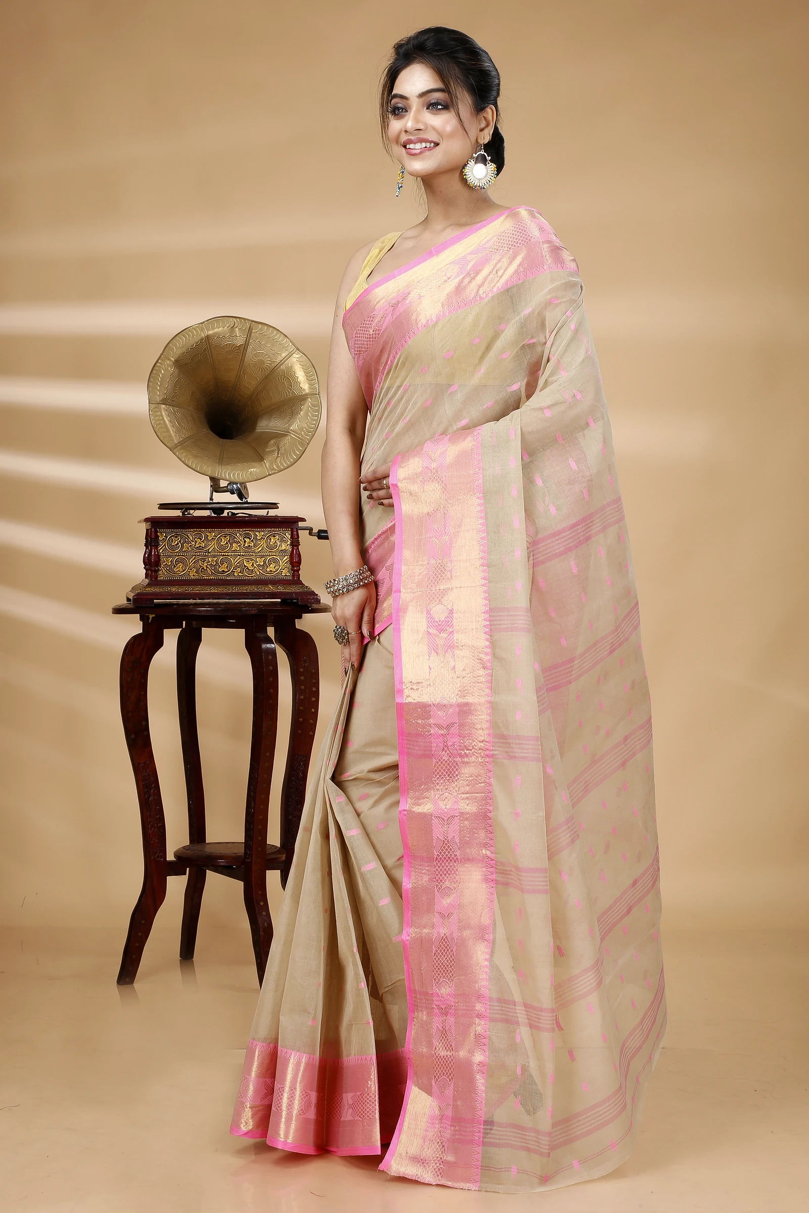 Cream Pure Cotton Griva Tant Saree (917)