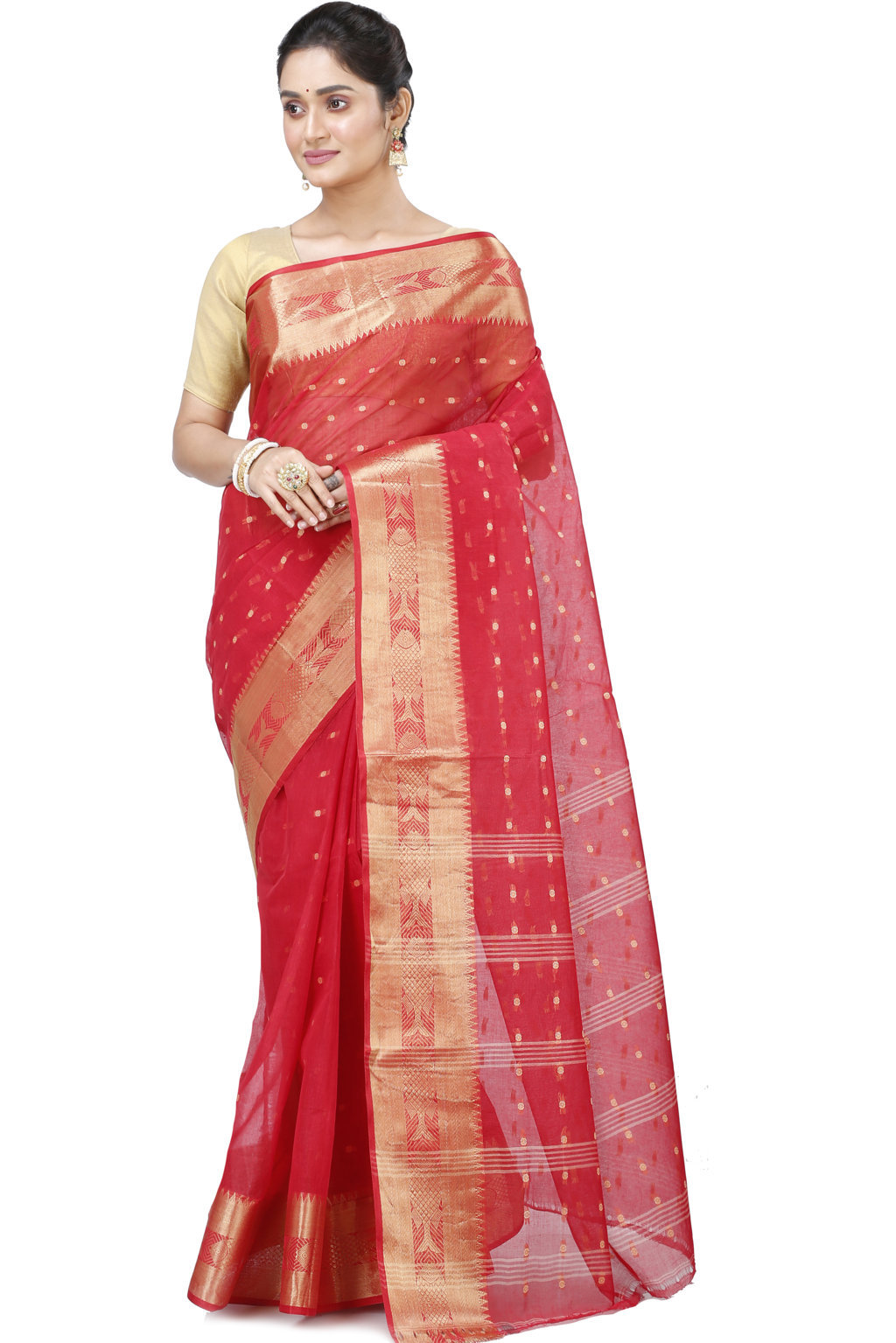Red Pure Cotton Griva Tant Saree (918)