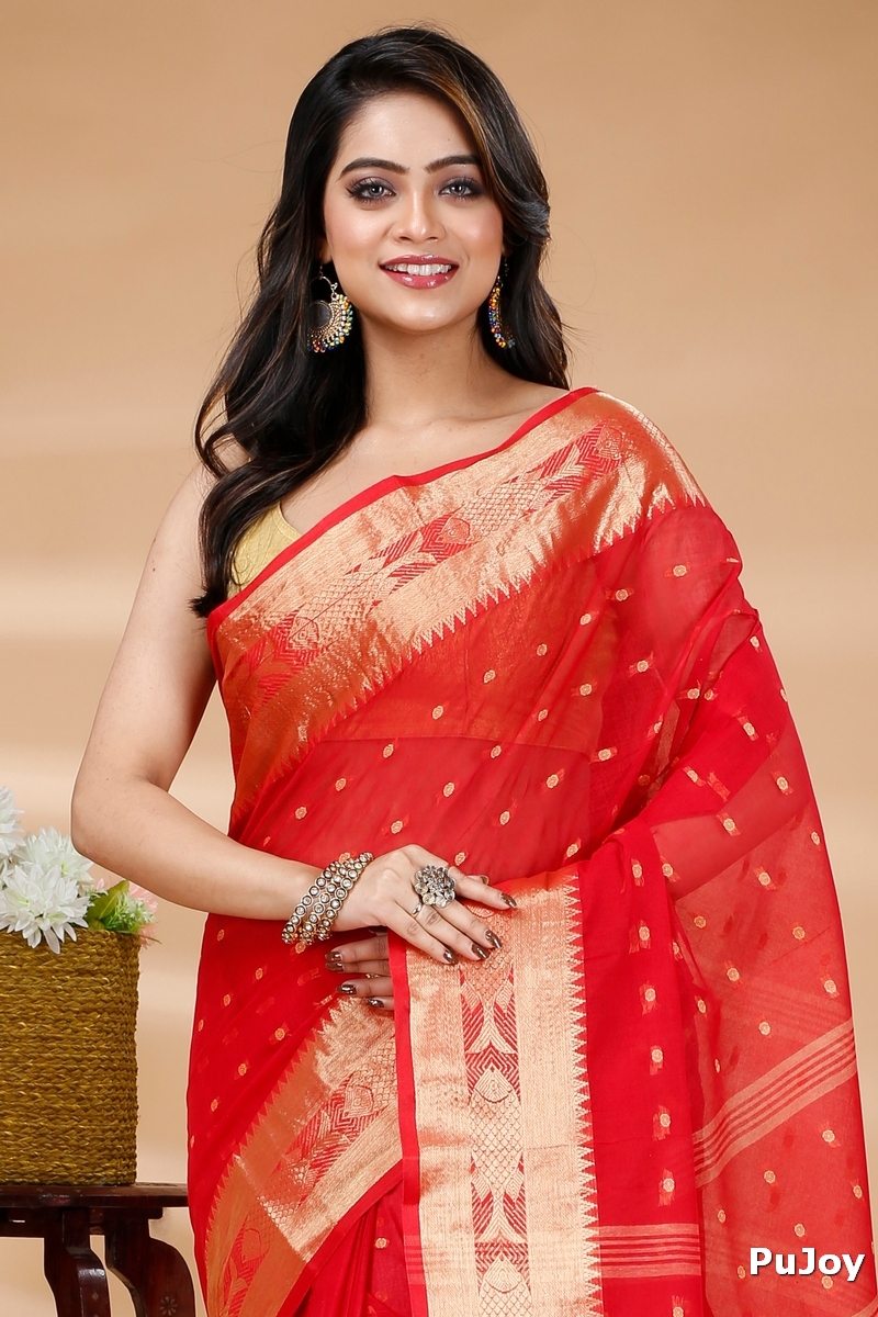 Red Pure Cotton Griva Tant Saree (918)