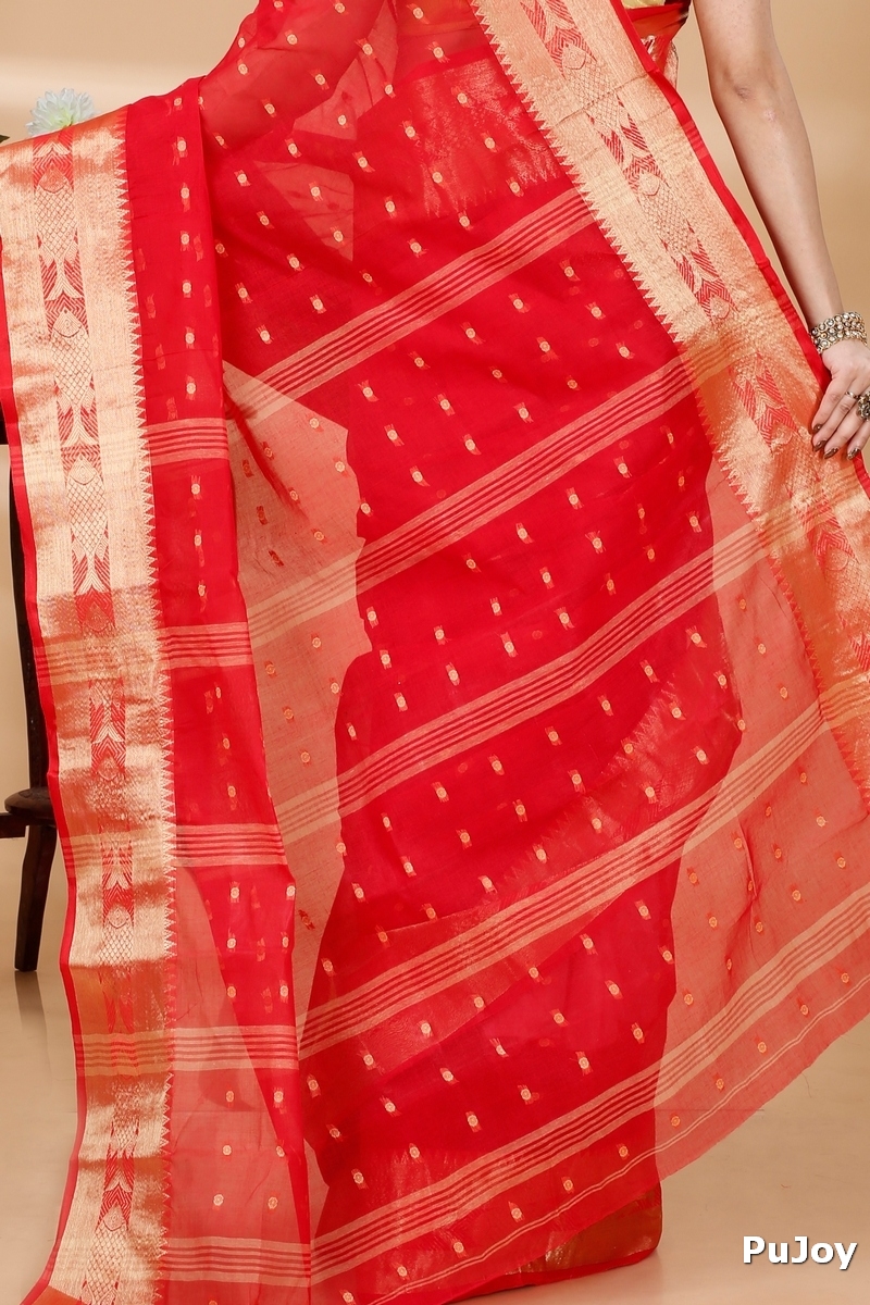 Red Pure Cotton Griva Tant Saree (918)
