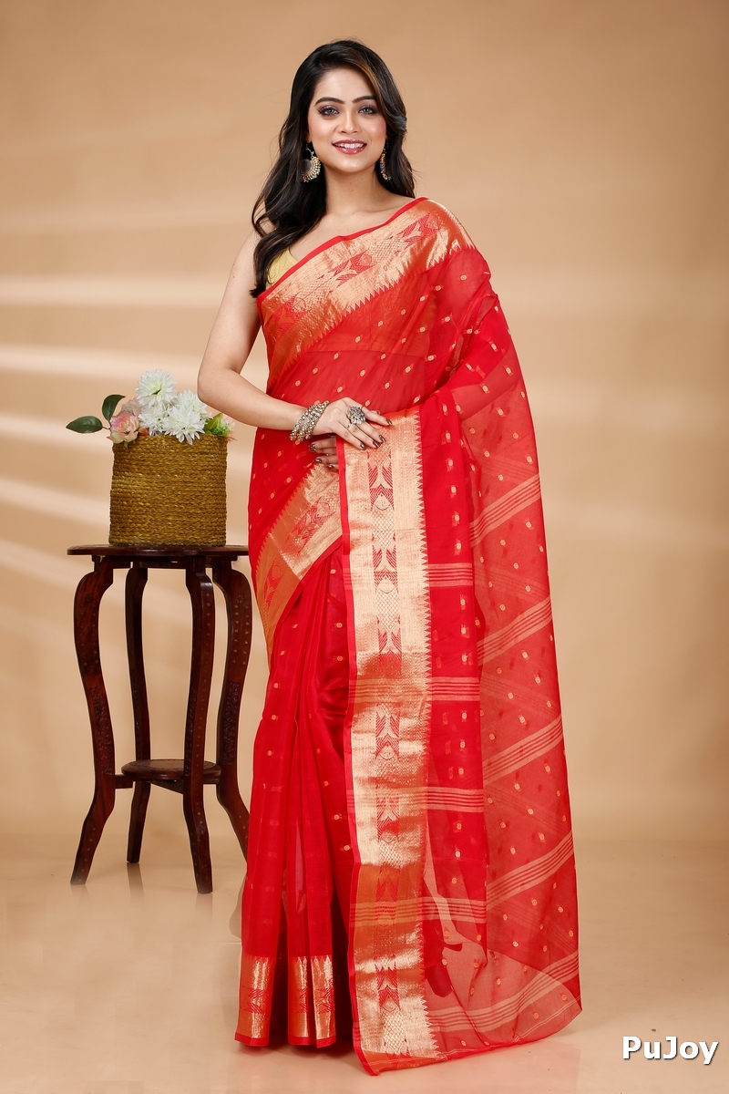 Red Pure Cotton Griva Tant Saree (918)