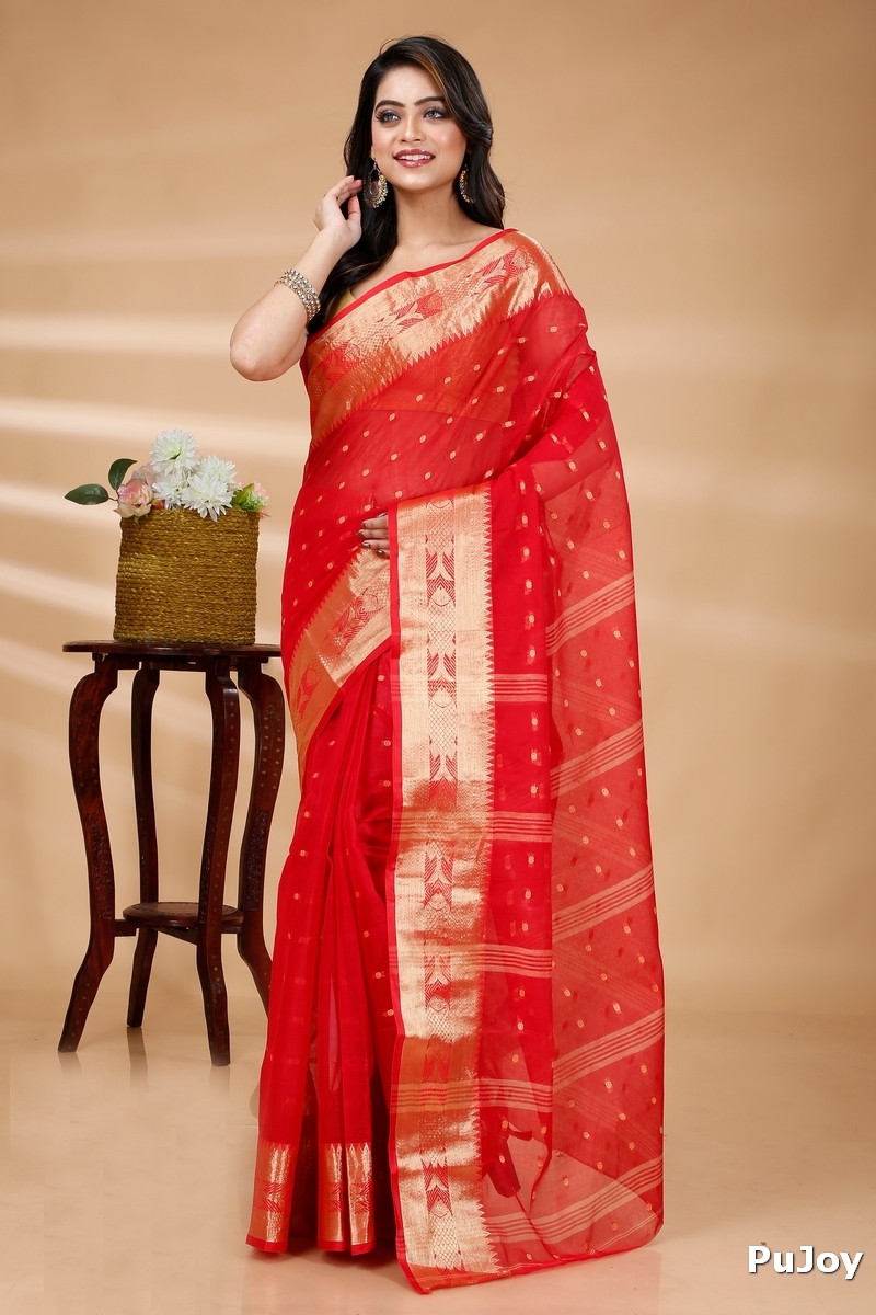 Red Pure Cotton Griva Tant Saree (918)