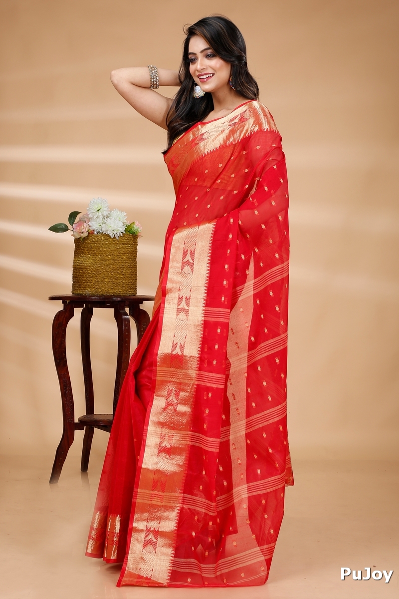 Red Pure Cotton Griva Tant Saree (918)