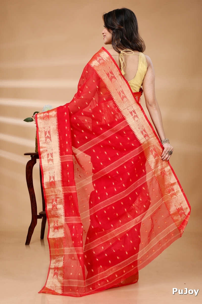 Red Pure Cotton Griva Tant Saree (918)