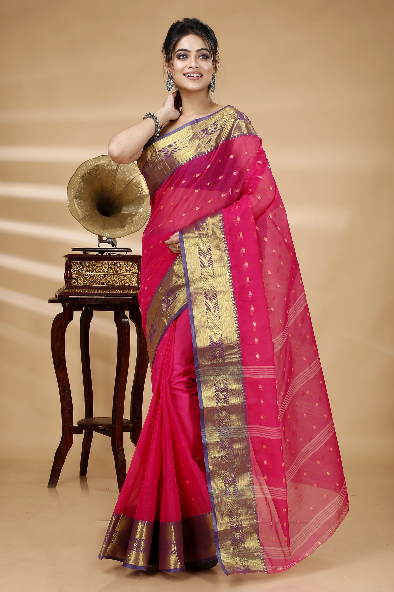 Pink Pure Cotton Griva Tant Saree (919)