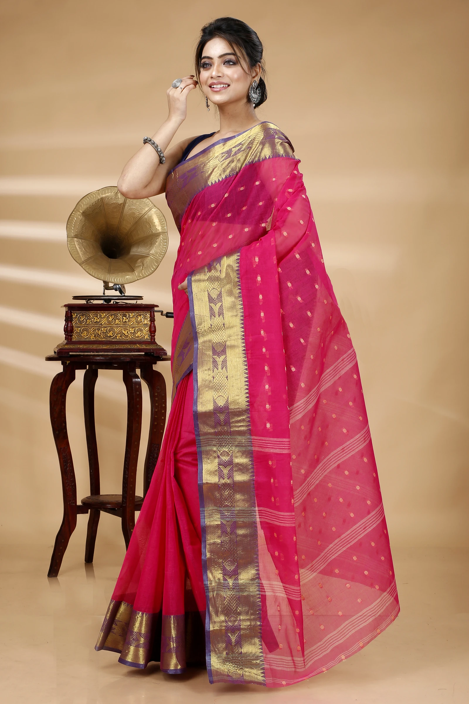 Pink Pure Cotton Griva Tant Saree (919)
