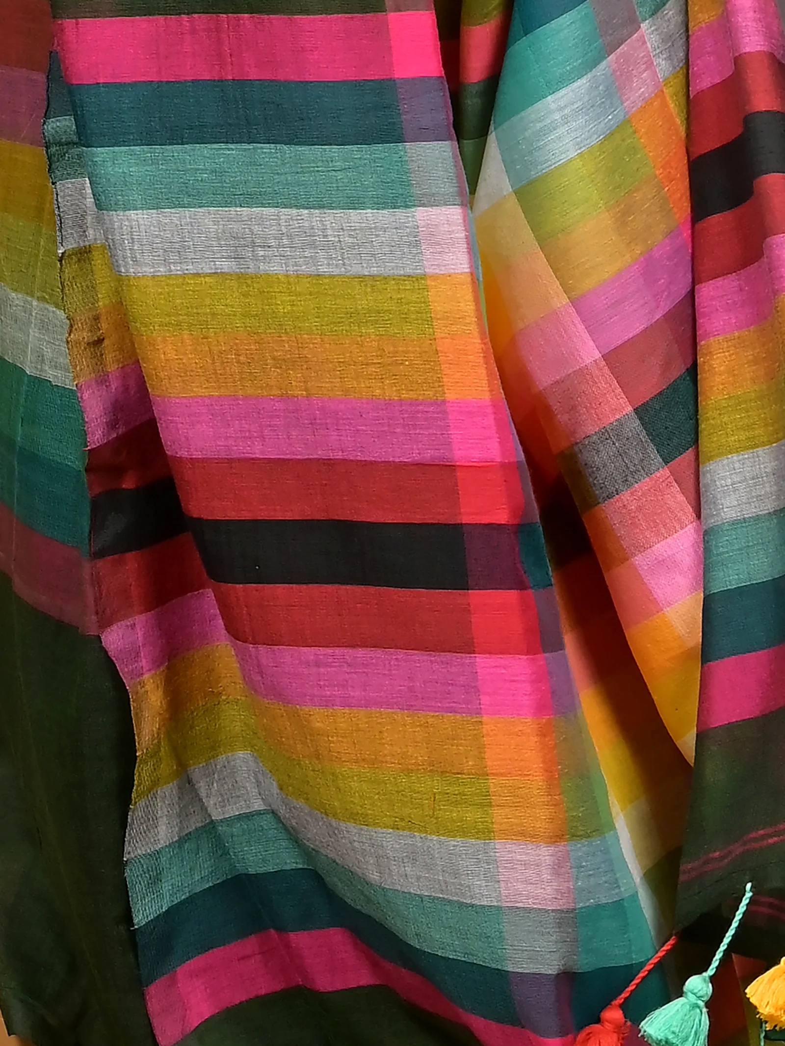 Dark Green Cotton Sounur Handloom Saree  (92)