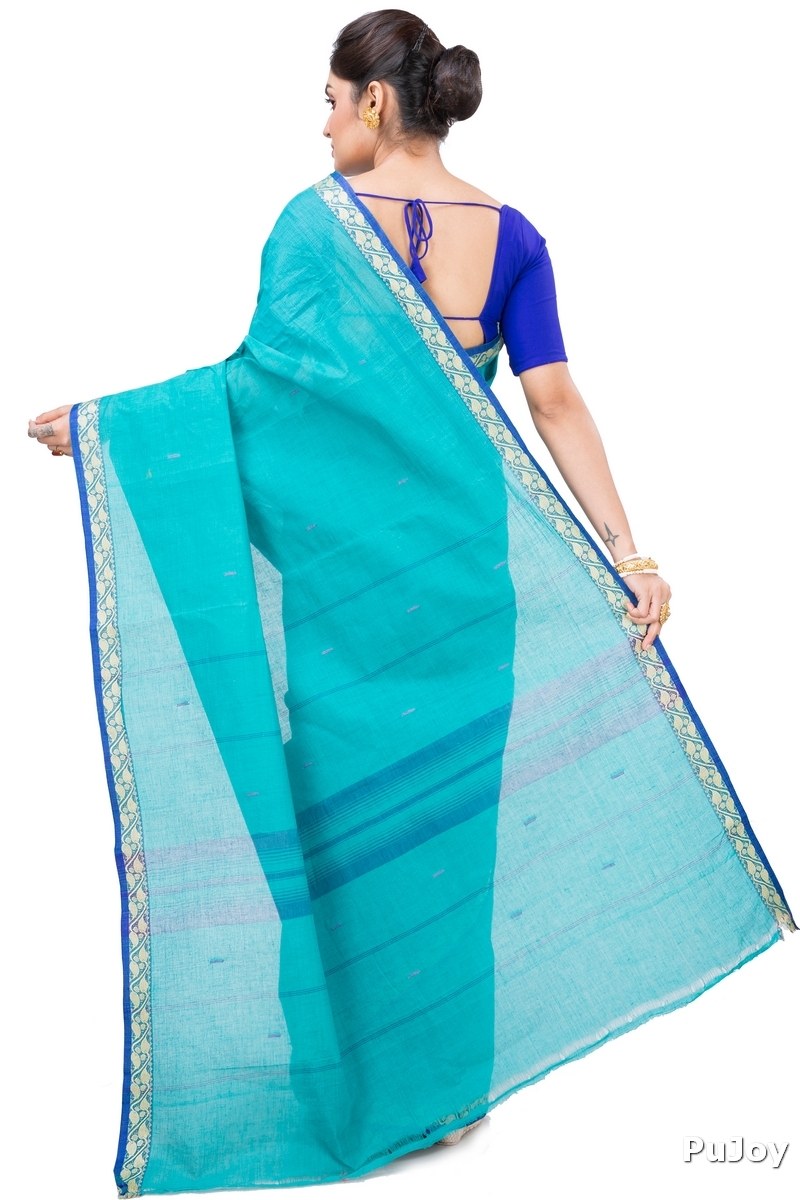 See Blue Pure Cotton Gaela Tant Saree (920)