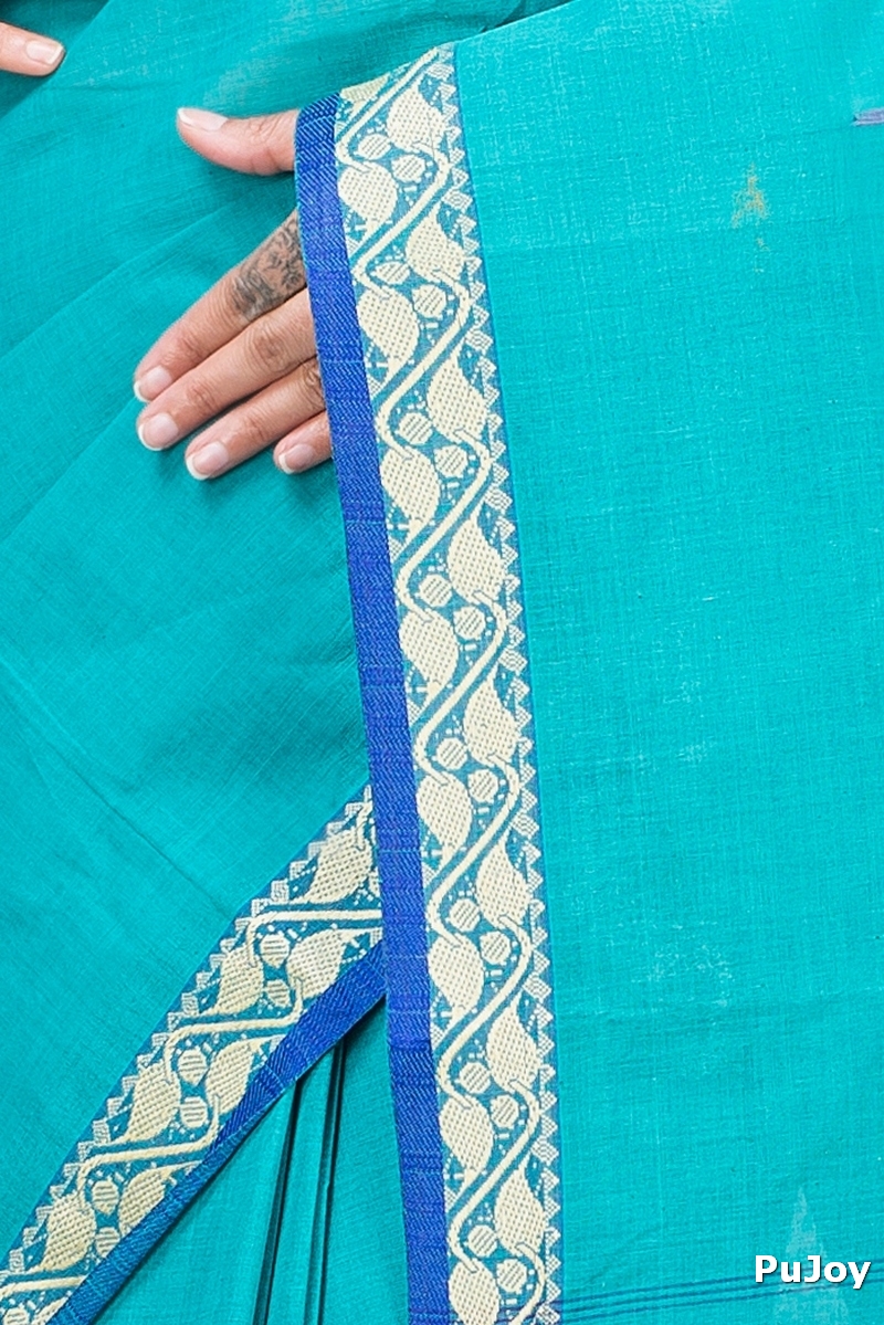 See Blue Pure Cotton Gaela Tant Saree (920)