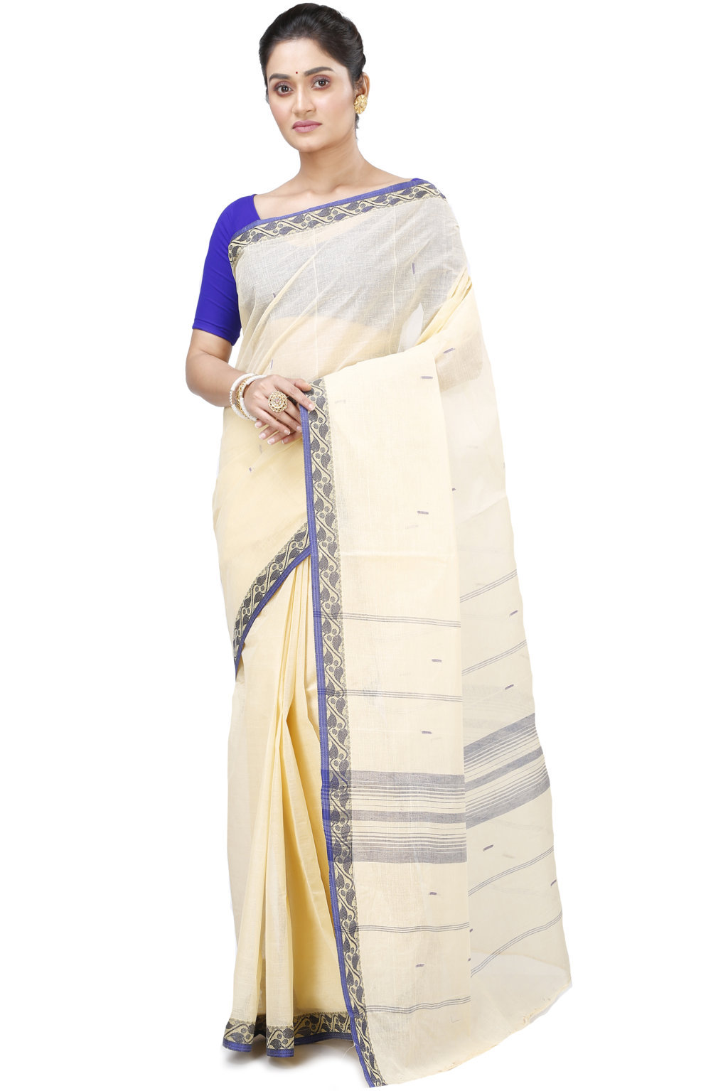 Cream Pure Cotton Gaela Tant Saree (921)