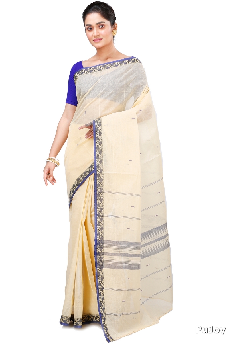 Cream Pure Cotton Gaela Tant Saree (921)