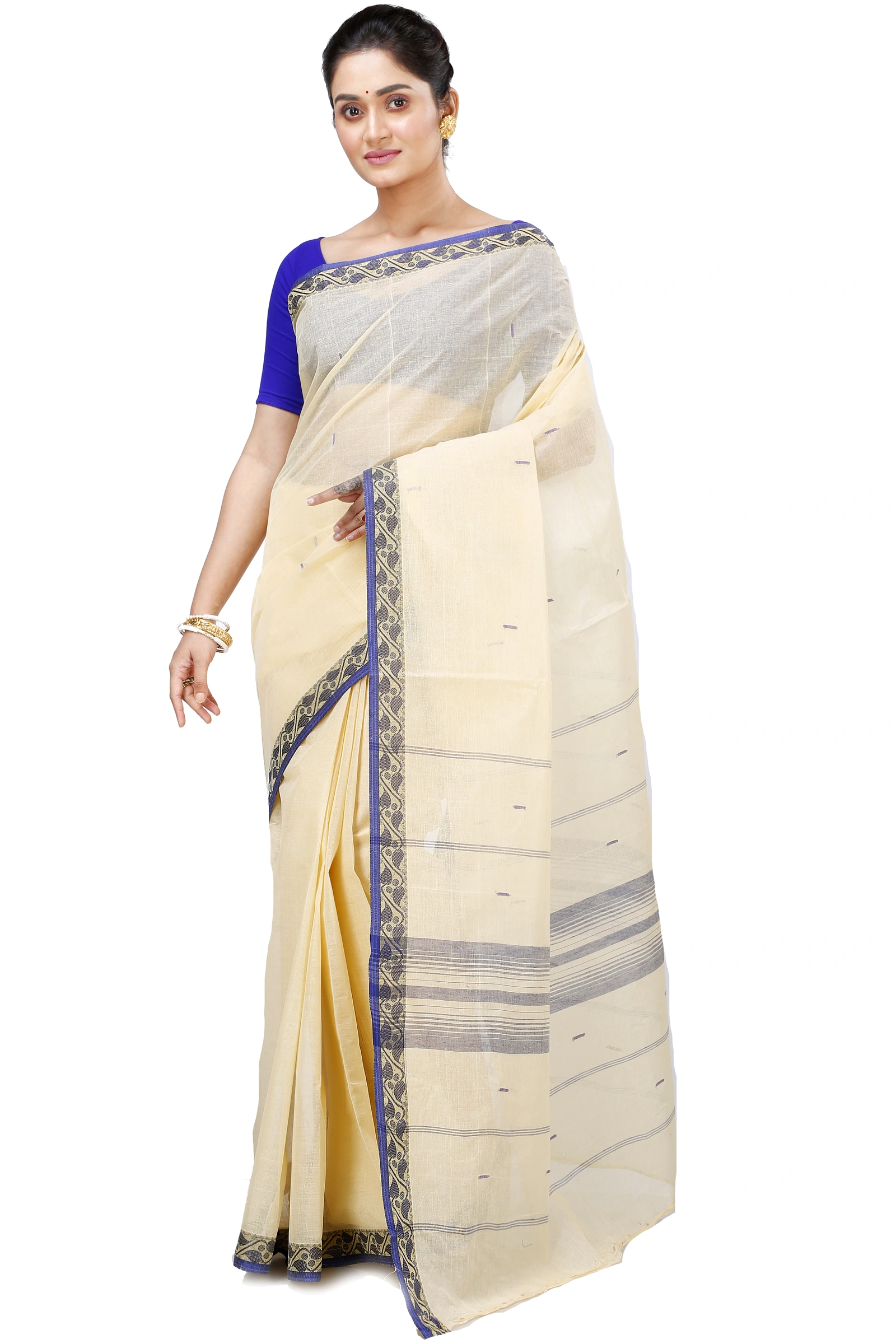 Cream Pure Cotton Gaela Tant Saree (921)