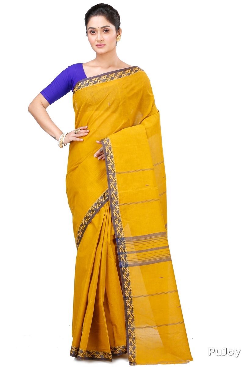 Mustard Yellow Pure Cotton Gaela Tant Saree (922)