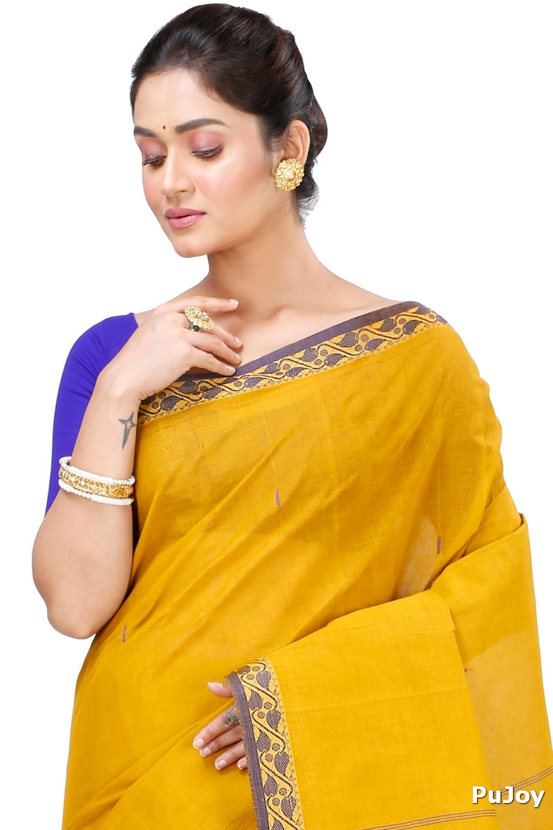 Mustard Yellow Pure Cotton Gaela Tant Saree (922)