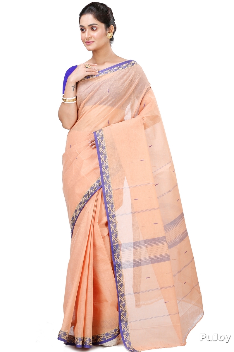 Light White Pure Cotton Gaela Tant Saree (923)