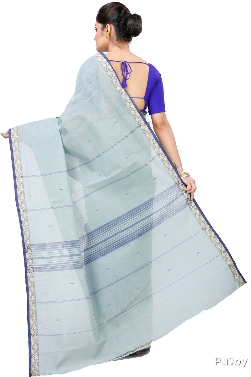 Light Grey Pure Cotton Gaela Tant Saree (924)