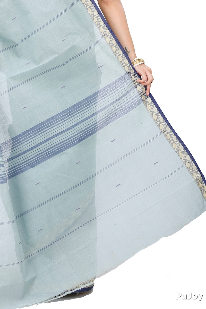 Light Grey Pure Cotton Gaela Tant Saree (924)