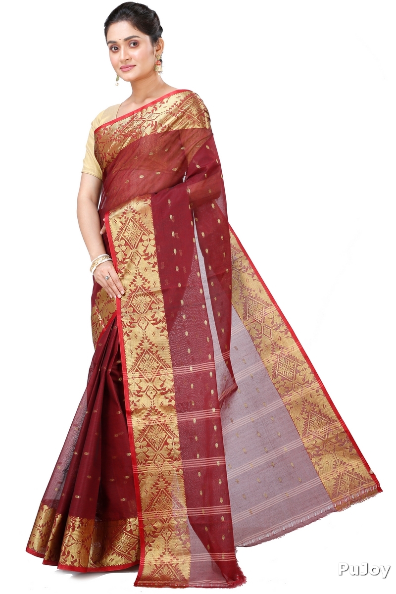 Brown Pure Cotton Gopa Tant Saree (926)