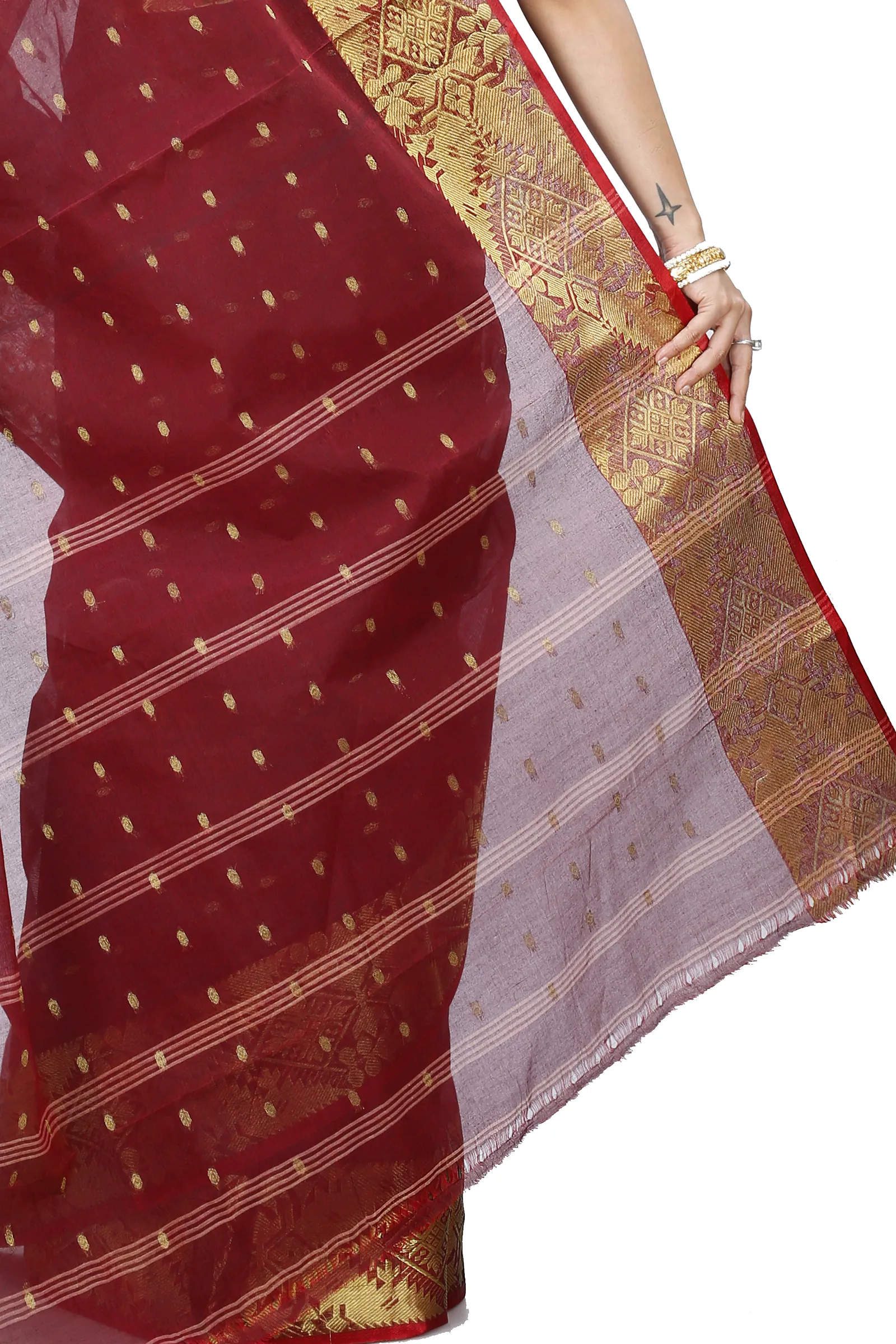Brown Pure Cotton Gopa Tant Saree (926)
