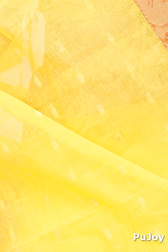Yellow Pure Cotton Gopa Tant Saree (928)