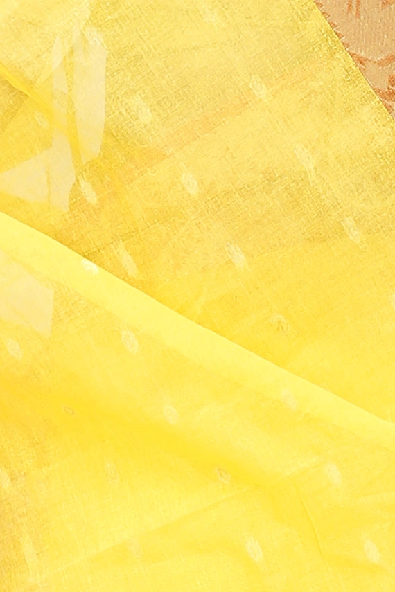 Yellow Pure Cotton Gopa Tant Saree (928)