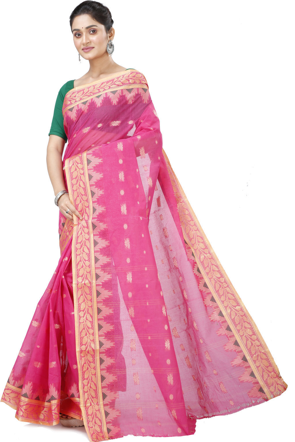 Pink Pure Cotton Gunjan Tant Saree (933)