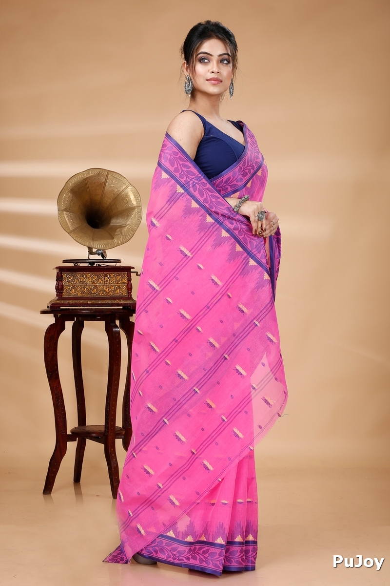 Pink Pure Cotton Gunjan Tant Saree (933)
