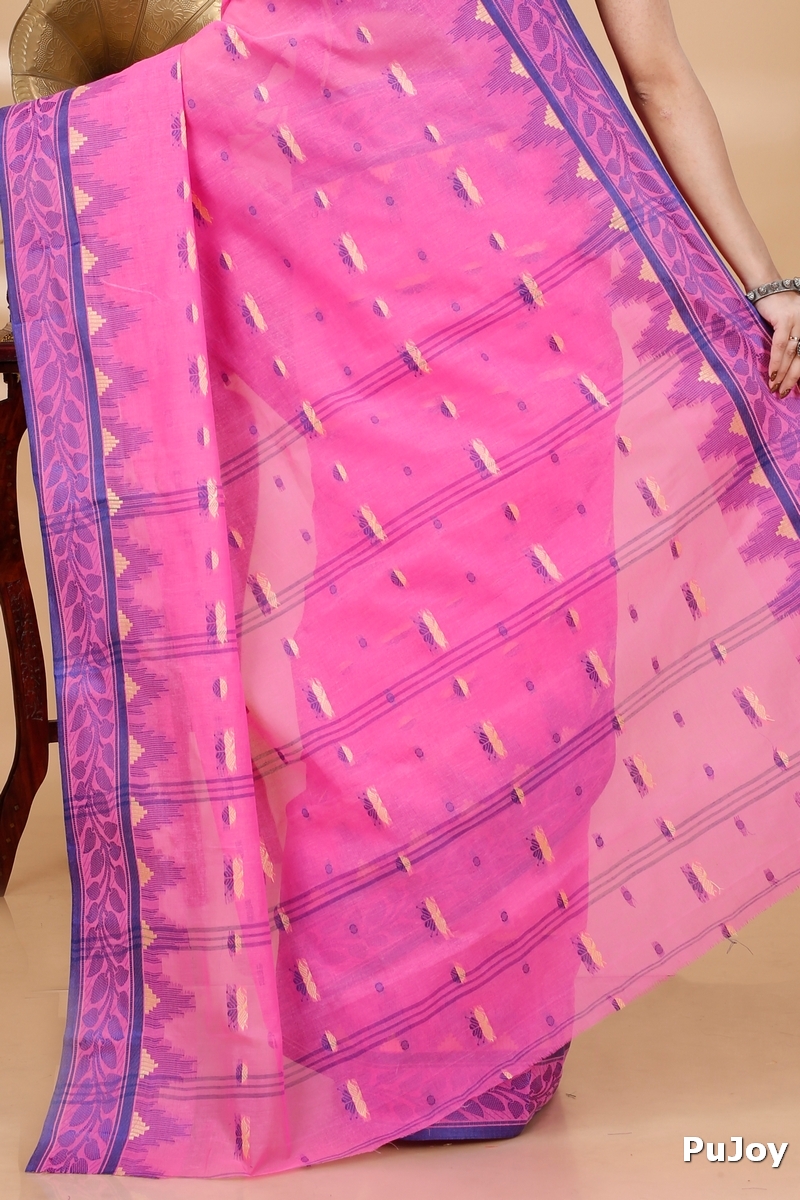 Pink Pure Cotton Gunjan Tant Saree (933)