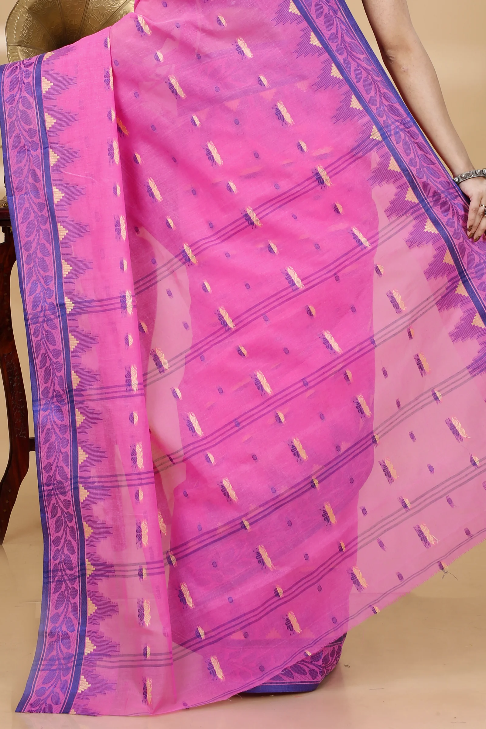 Pink Pure Cotton Gunjan Tant Saree (933)