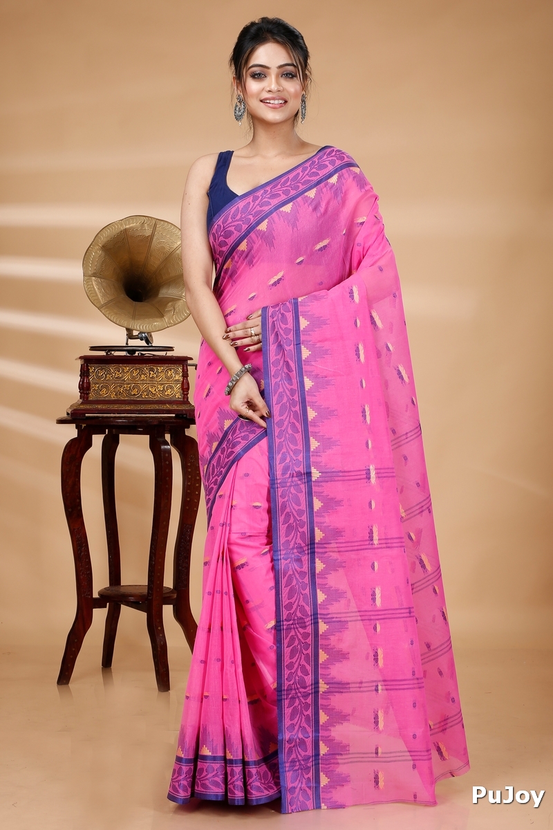 Pink Pure Cotton Gunjan Tant Saree (933)