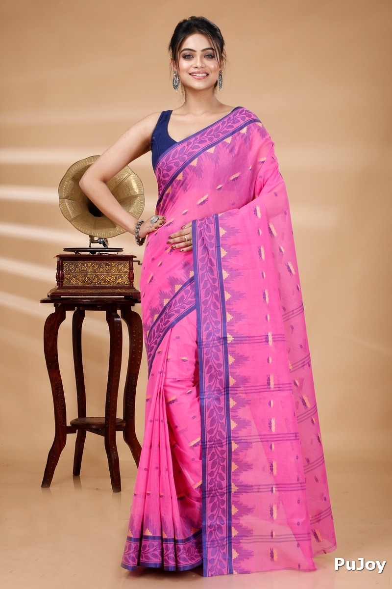 Pink Pure Cotton Gunjan Tant Saree (933)