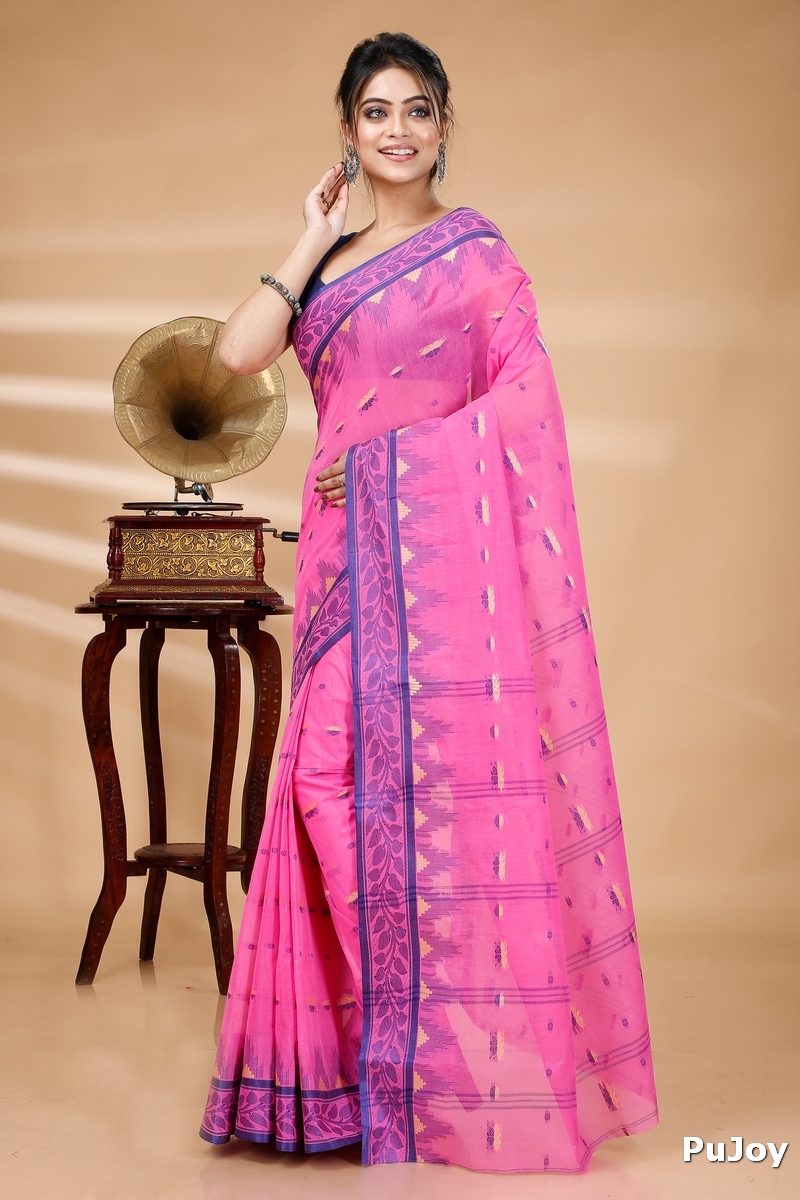 Pink Pure Cotton Gunjan Tant Saree (933)