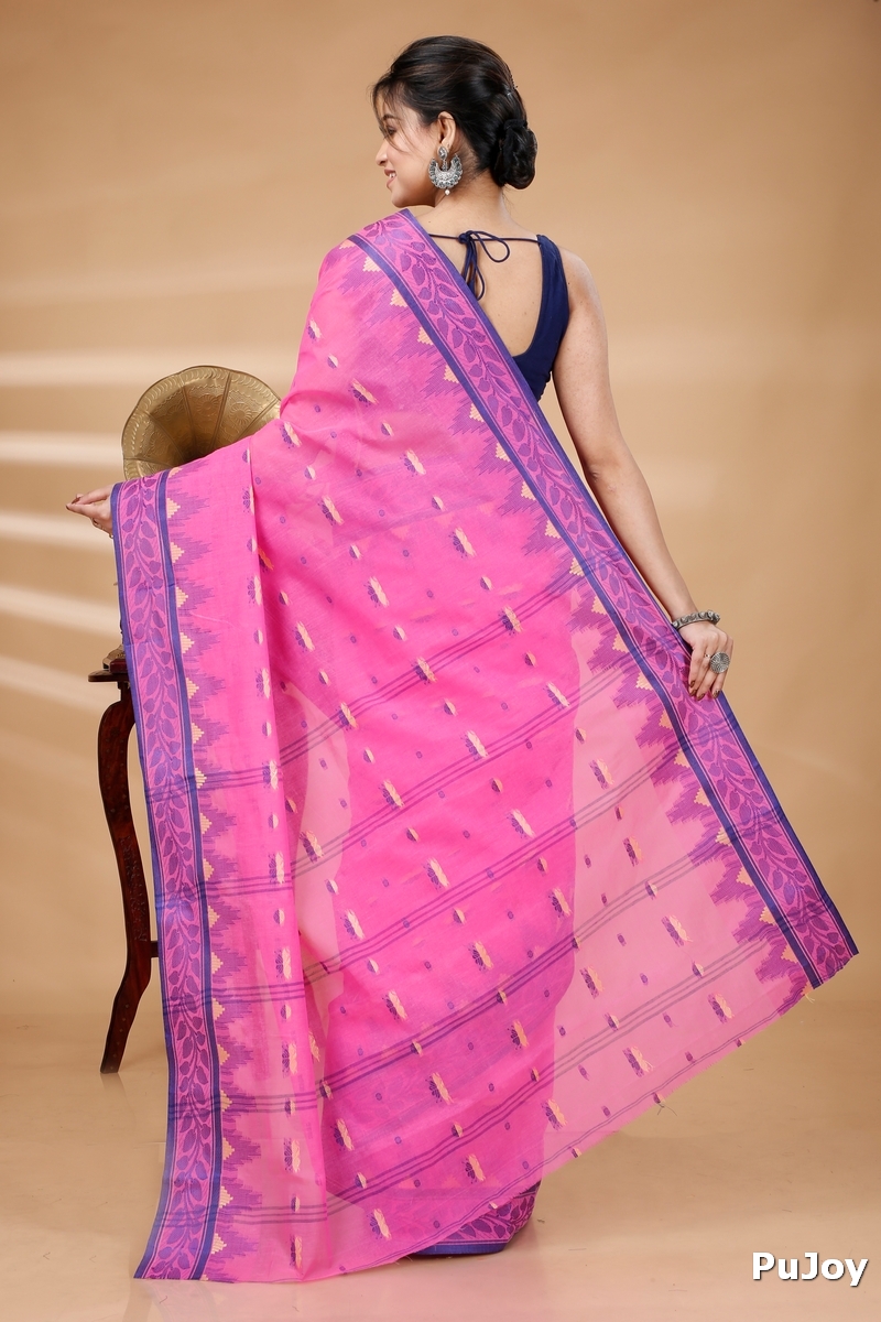 Pink Pure Cotton Gunjan Tant Saree (933)