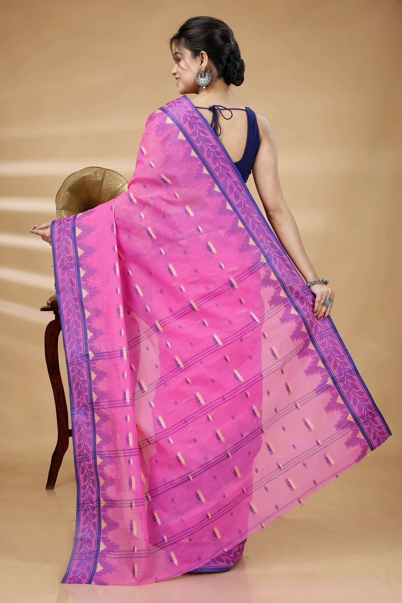 Pink Pure Cotton Gunjan Tant Saree (933)