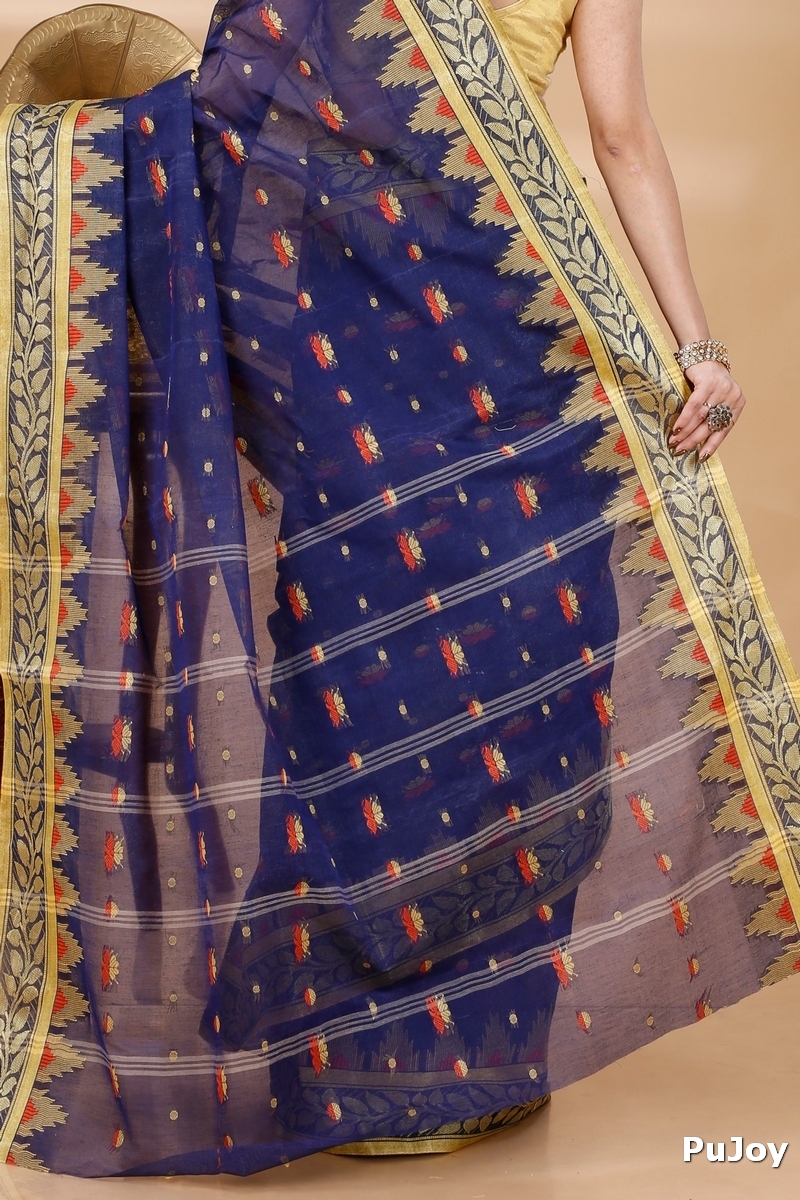 Naby Blue Pure Cotton Gunjan Tant Saree (934)