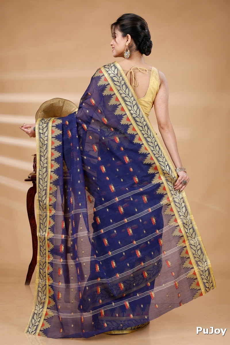 Naby Blue Pure Cotton Gunjan Tant Saree (934)
